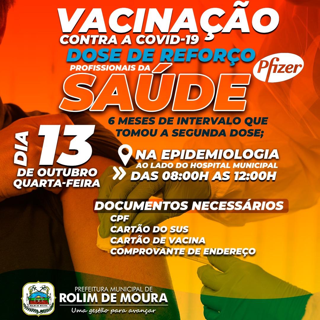 Rolim de Moura: Vacinação contra covid-19 ocorre no próximo dia 13; veja para quem