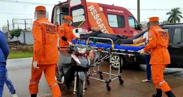 Motociclista fica com braço preso embaixo de picape após acidente na BR-174 em Vilhena