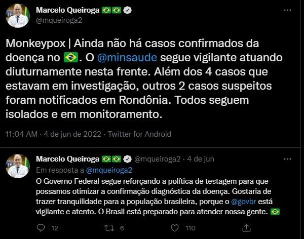 Ministério da Saúde investiga dois casos suspeitos de varíola do macaco em Rondônia Ministério da Saúde investiga dois casos suspeitos de varíola do macaco em Rondônia