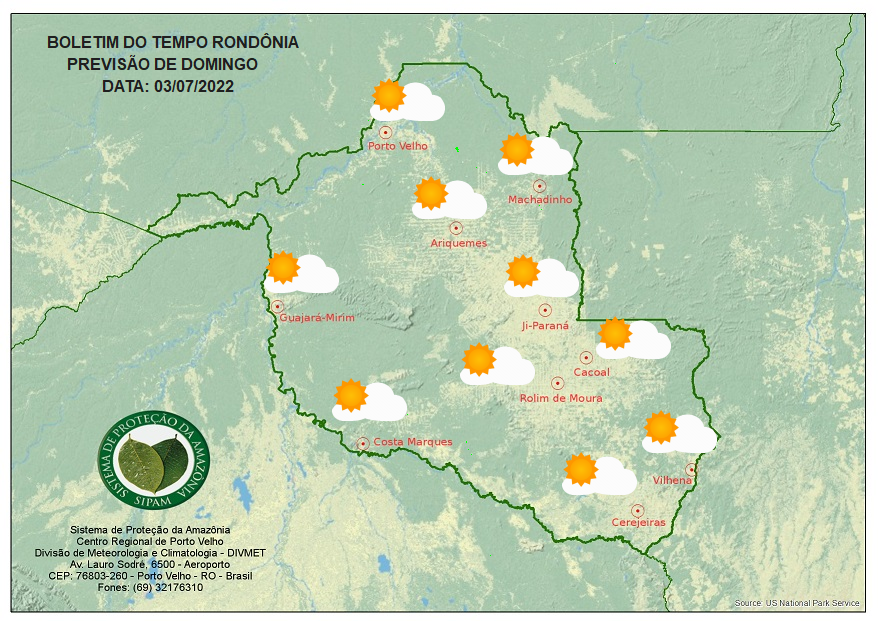 PREVISÃO DO TEMPO: Domingo (03) será ensolarado e sem previsão de chuvas em RO PREVISÃO DO TEMPO: Domingo (03) será ensolarado e sem previsão de chuvas em RO
