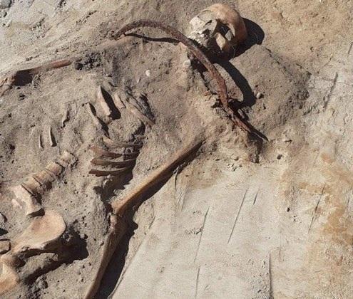 Cientistas encontram corpo de ‘vampira’ presa em túmulo com foice no pescoço e cadeado no pé Cientistas encontram corpo de ‘vampira’ presa em túmulo com foice no pescoço e cadeado no pé