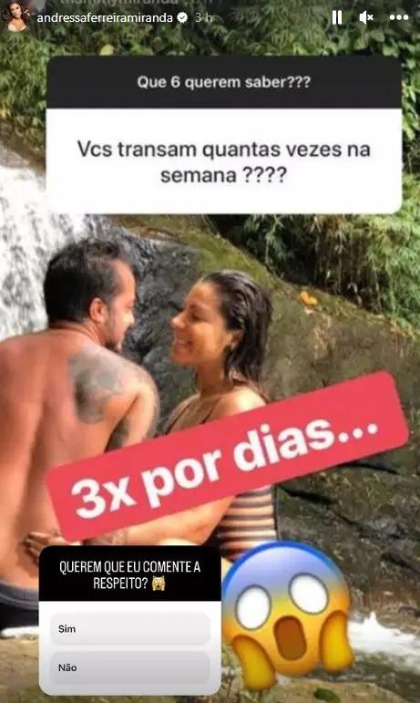 ‘Três vezes por dia’, diz esposa de Thammy sobre sexo com o marido ‘Três vezes por dia’, diz esposa de Thammy sobre sexo com o marido