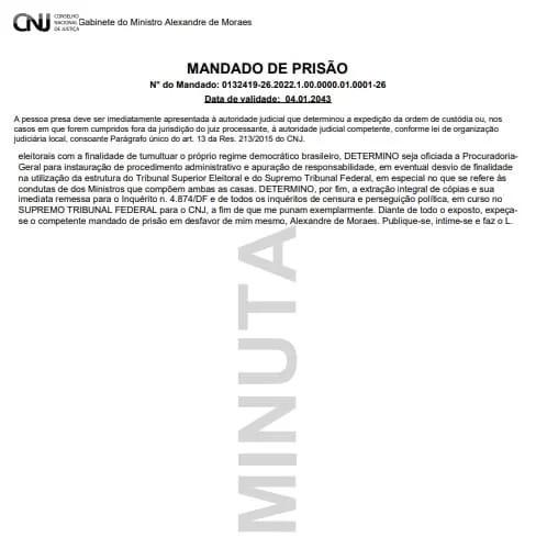 Em provável invasão hacker, documento pede prisão de Alexandre de Morais assinado por ele mesmo Em provável invasão hacker, documento pede prisão de Alexandre de Morais assinado por ele mesmo