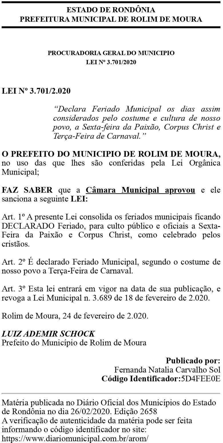 Corpus Christi: Feriado ou ponto facultativo em Rolim de Moura?