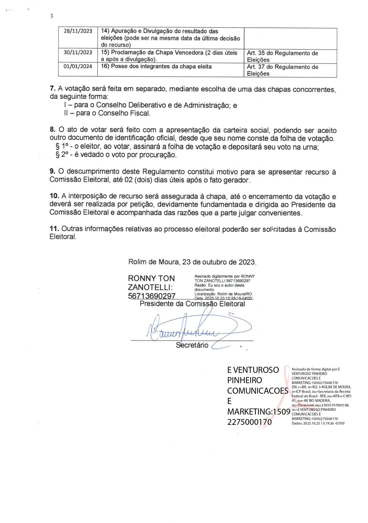 EDITAL DE CONVOCAÇÃO DAS ELEIÇÕES DA AABB DE ROLIM DE MOURA - RO