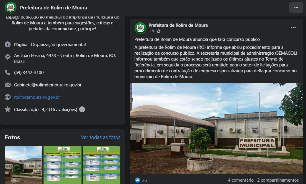 Prefeitura de Rolim de Moura anuncia que irá realizar concurso público em breve