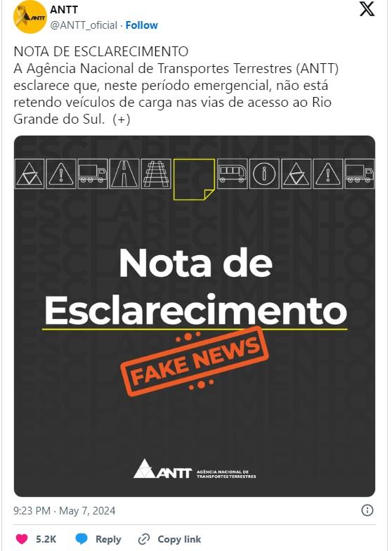 Agências de verificação dizem ser falsas informações de que caminhões com doações ao RS estariam sendo retidos para pagamento de impostos Agências de verificação dizem ser falsas informações de que caminhões com doações ao RS estariam sendo retidos para pagamento de impostos