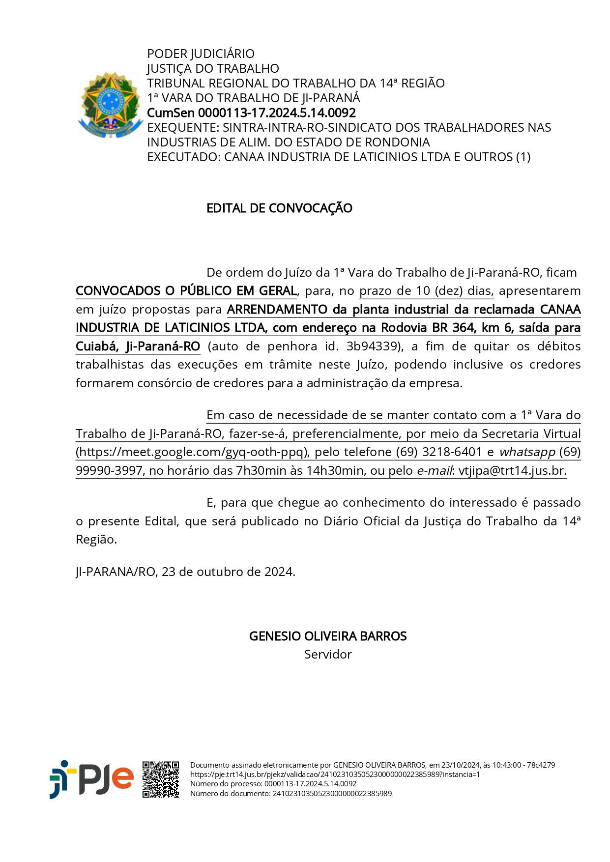 Decisão judicial: planta industrial de uma indústria de laticínios de Rondônia poderá ser arrendada para pagar dívidas trabalhistas Decisão judicial: planta industrial de uma indústria de laticínios de Rondônia poderá ser arrendada para pagar dívidas trabalhistas