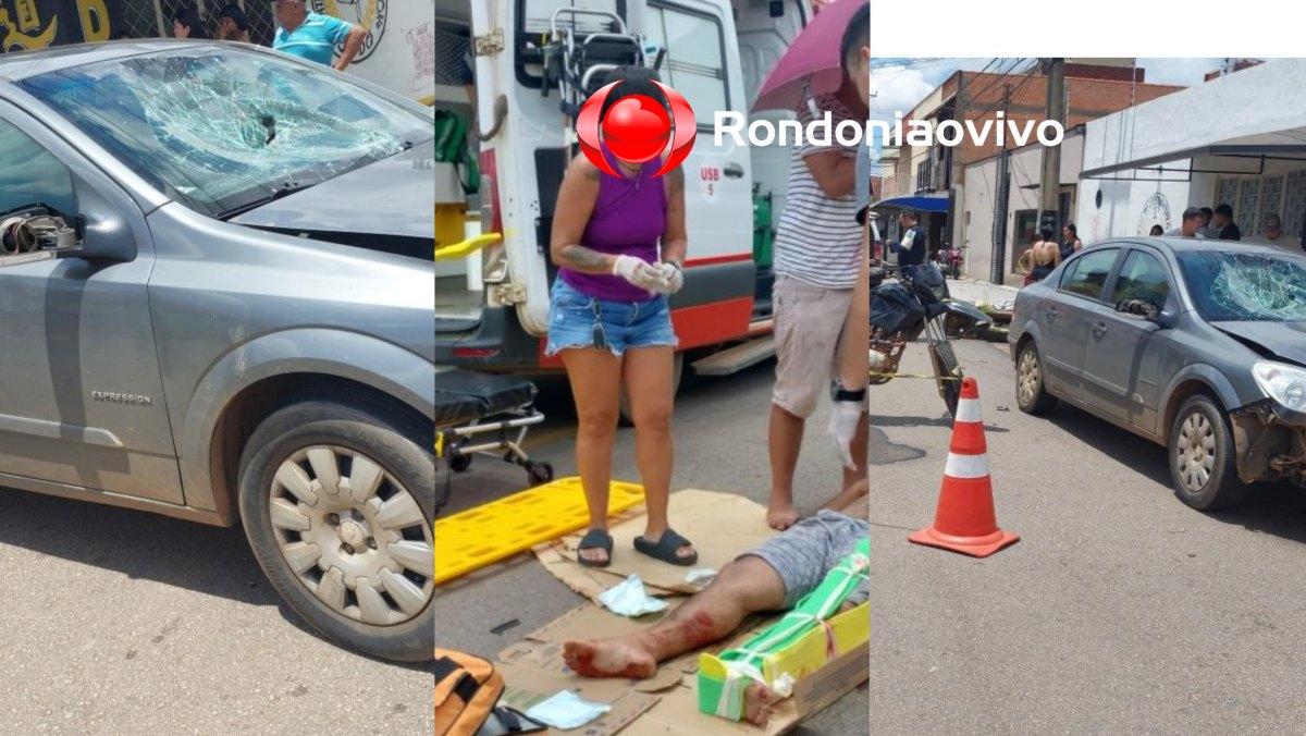 PORTO VELHO: Motociclista tem fratura exposta em gravíssima colisão frontal 