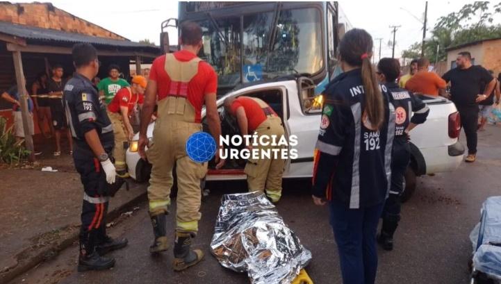 PORTO VELHO: Mulher morre em grave acidente entre carro e ônibus no bairro Mariana 