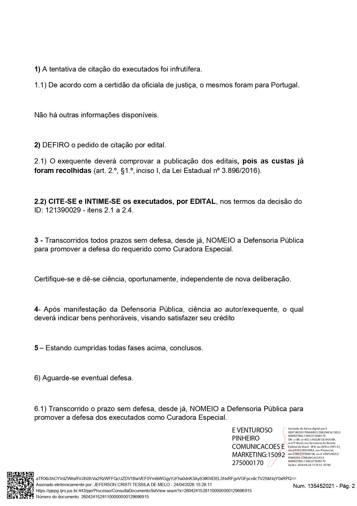 DECISÃO DETERMINANDO CITAÇÃO E INTIMAÇÃO POR EDITAL